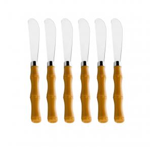 CONJUNTO COM 6 ESPATULAS COM CABO PLASTICO BAMBU BASIC LYOR 